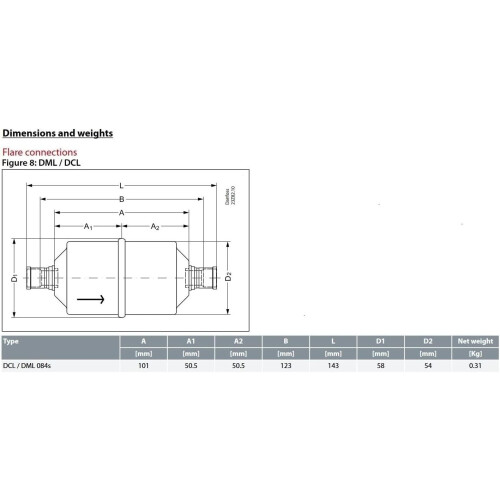 DCL084 Filter Dryer 1/2 Inch ODF 2