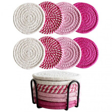 (E) 8Pcs Absorbent Coaster for Drinks Super Absorbent Non-Slip Cup Mats for Coffee Table Tabletop Protection