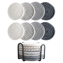 (F) 8Pcs Absorbent Coaster for Drinks Super Absorbent Non-Slip Cup Mats for Coffee Table Tabletop Protection