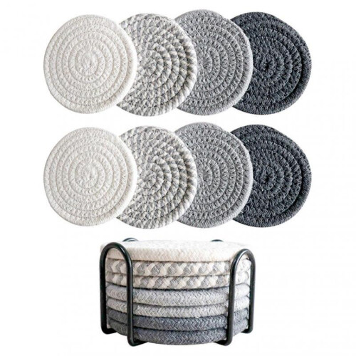 (F) 8Pcs Absorbent Coaster for Drinks Super Absorbent Non-Slip Cup Mats for Coffee Table Tabletop Protection