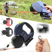 (Black) Double Spinnings Tractions Dog Leash Retractable Leash Wear Resistant Pet Dog Safe Rope Pet Accessories