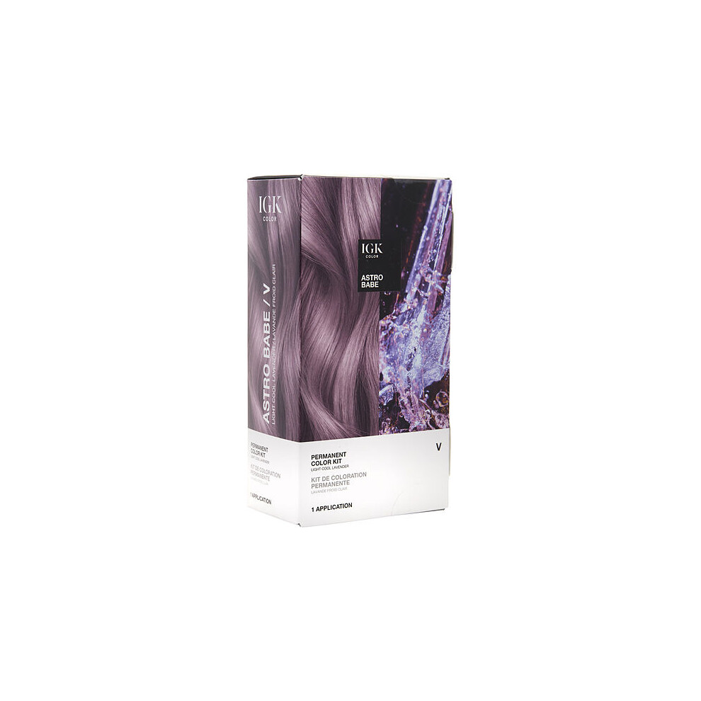 Igk Light/Gray Permanent Hair Color Kit | V Astro Babe - Cool Lavendar | 100% Color Coverage + Strengthen + Shine | Ammonia Free
