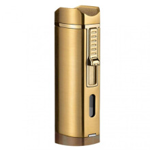 (Gold Brush) Straight Flames Butane Lighter Multipurpose Portable Metal Lighter for Camping