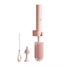 (3pcs Set, Pink) Electric Silicone Bottle Brush 360 Rotating Water Bottle Cleaning Brush Set