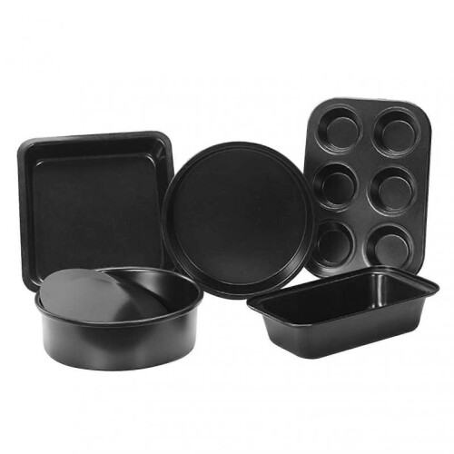 (Black) Carbon Steel Cake Pan Set, Square Bakeware with Removable Bottom, Loaf Pan, Pizza Tray, Baking Tools & Gift Set
