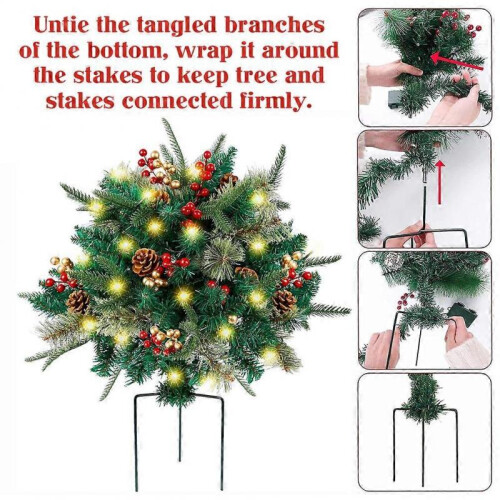 (46cm, Single) Pre-Lit Artificial Urn Filler Pathway Tree Ornaments for Home Party Decoration 2