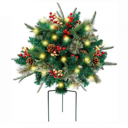 (46cm, Single) Pre-Lit Artificial Urn Filler Pathway Tree Ornaments for Home Party Decoration