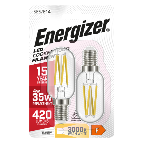 Energizer Energizer LED Filament Cookerhood E14 420lm 4W 3000K Warm White 2 Pack