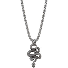 Vintage Chinese Zodiac Snake Pendant Necklace Skull Hip Hop Hexagonal Star Angel Wing Wolf God's Eye Python Pendant Necklace