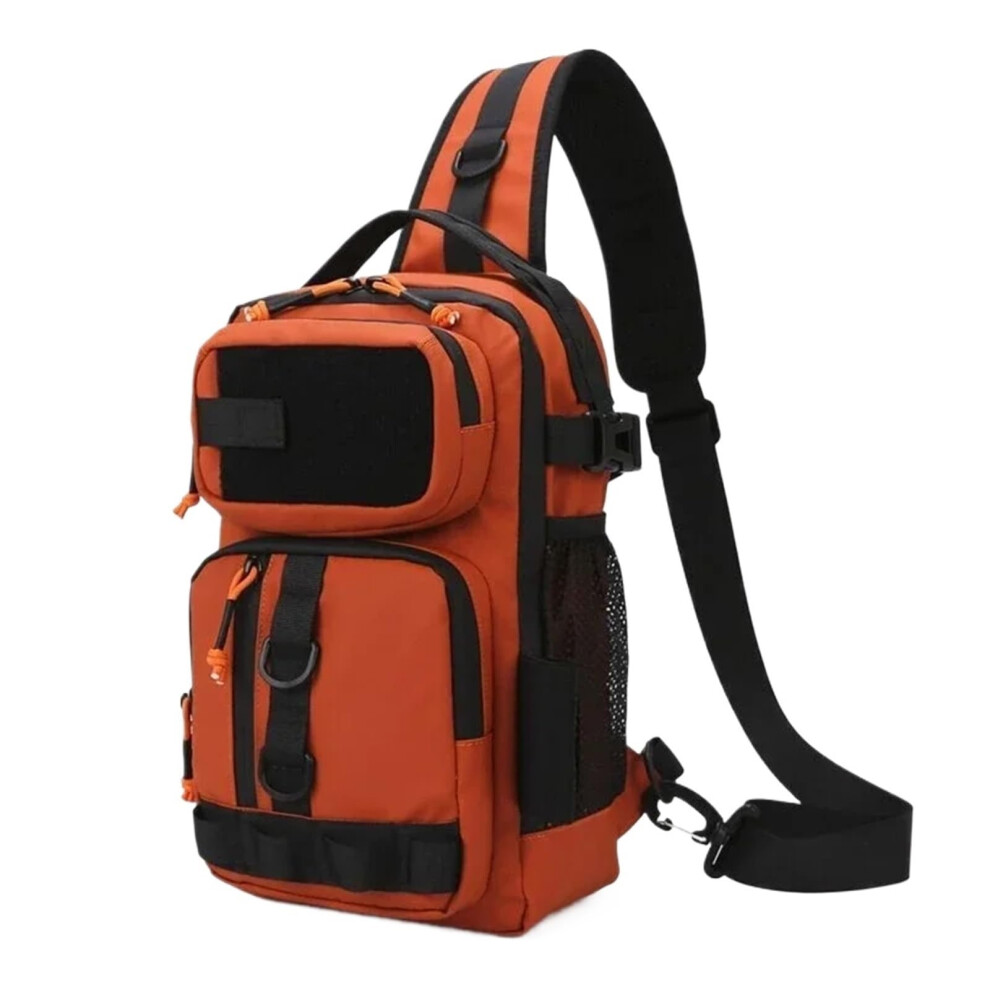 Angel backpack men fishing gear bag single shoulder sling bag waist pack fish lure drive utility storage fishing box chest bag (Orange)-image-OPC-PJ2H7KD-NEW