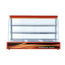 Counter-Top Red Heated Pie Display Cabinet with Glass Front, 3 Shelves, UK 13A Plug