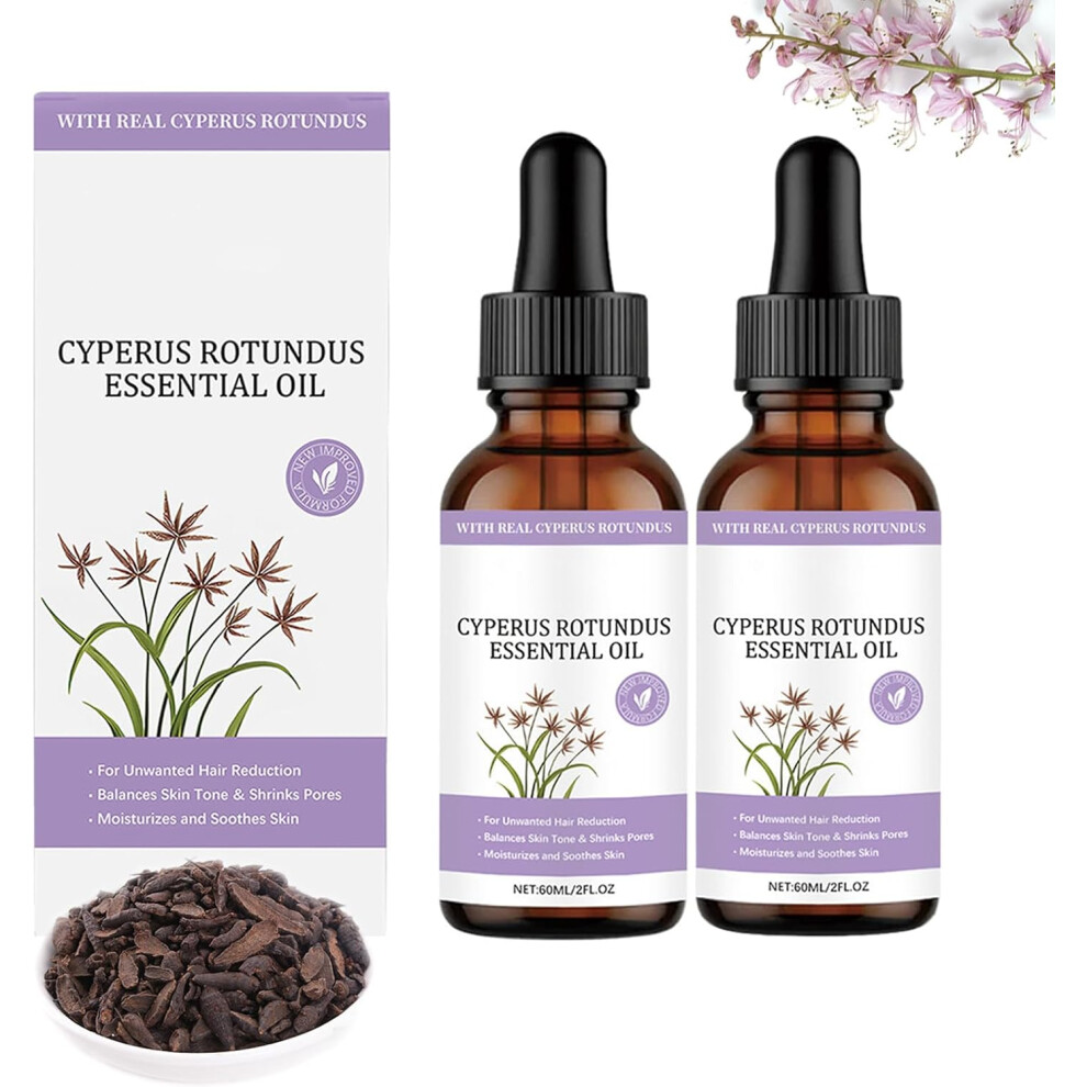 Gogerstar 2Pcs Cyperus Rotundus Oil For Hair Removal, Natural Cyperus Rotundus Essential Oil For Body And Facial Hair Removal, Reduces Unwanted Hair Growth