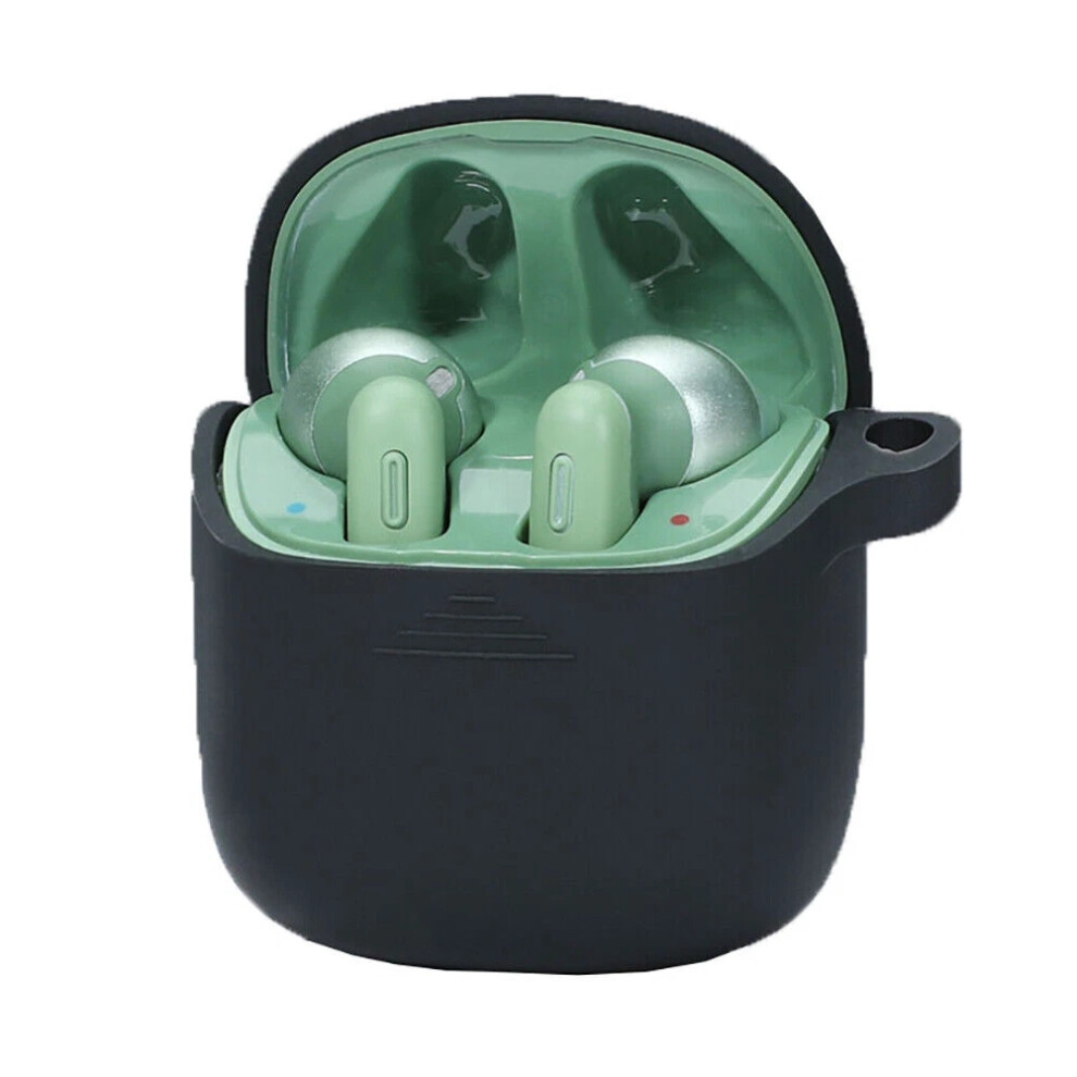 (Black) Silicone Case Earphone Pouch Cover With Carabiner For Jbl Tune 225Tws 220Tws Black 4069369067235