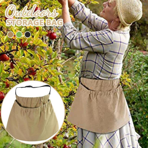 (Black) Vegetable Garden Picking Storage Bag Adjustables Strap Harvests Apron for Gardening 1