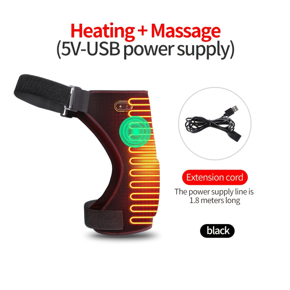 Closkye (Black Heating Massage Model) 1Pc Unisex Carbon-Fiber Thigh Heating Pad With Vibration, 3 Heat Levels, Massage Modes, Hand Washable - Ideal Gift For M