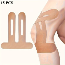 (Beige) 15 Sheets Multi-Sport Knee Support Tape - with Quick-Apply Design for Running, Cycling & Hiking (Secure Hold & Lightweight)