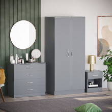 (Grey) Riano 3 Piece Bedroom Furniture Storage Set 1