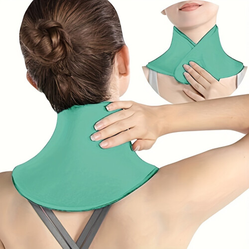 (Blue) Adjustable Gel Neck Wrap, Hot/Cold Therapy Neck Support, One Size Fits All, 360 Coverage, Long-Lasting Relief, Flexible Compression For Sports