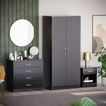 (Black) Riano 3 Piece Bedroom Furniture Storage Set 1