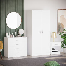 (White) Riano 3 Piece Bedroom Furniture Storage Set 1