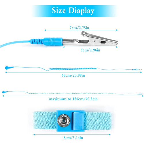Pack of 6 Antistatic Bracelets with Grounding Cable for PC Electronics 2