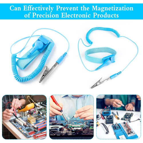 Pack of 6 Antistatic Bracelets with Grounding Cable for PC Electronics 1
