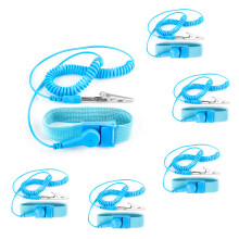 Pack of 6 Antistatic Bracelets with Grounding Cable for PC Electronics