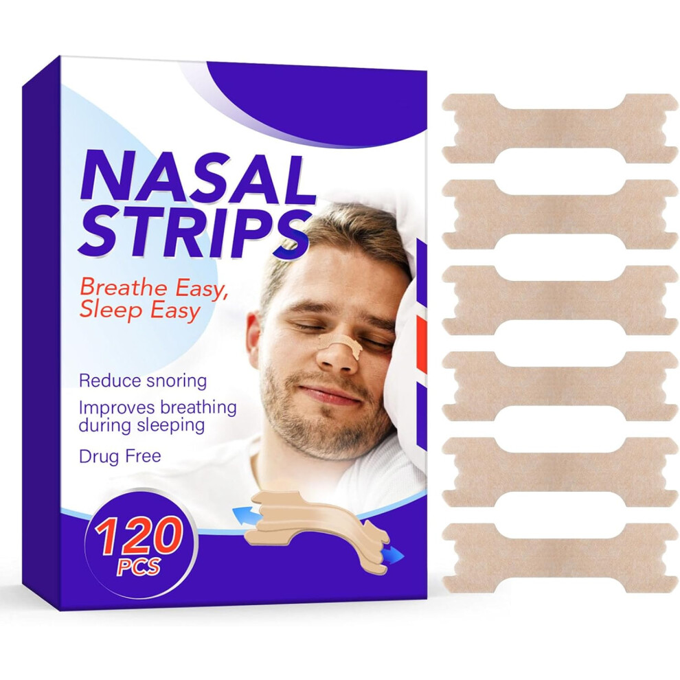 Gogerstar Nasal Strips, 120Pcs Drug-Free Nose Strips To Stop Snoring And Relieve Nasal Congestion Improves Sleep Nasal Strips Snoring Anti Snore Strips