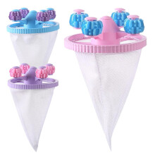 Fabric Fur Collector Hair Snare Cleaner, Washing Machine Meat Catcher Laundry Pet Hair Remover, 3 x Cone Shape Flint Sembble Mesh Bag