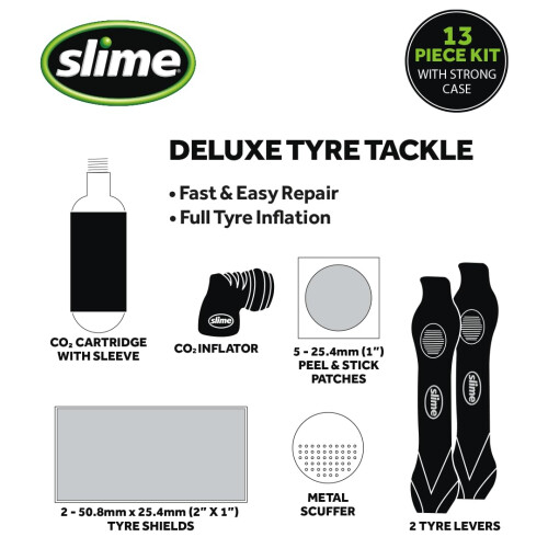 Slime 20495 Deluxe Tire Tackle: Κιτ Επισκευής & Φουσκώματος Ποδηλάτου 2