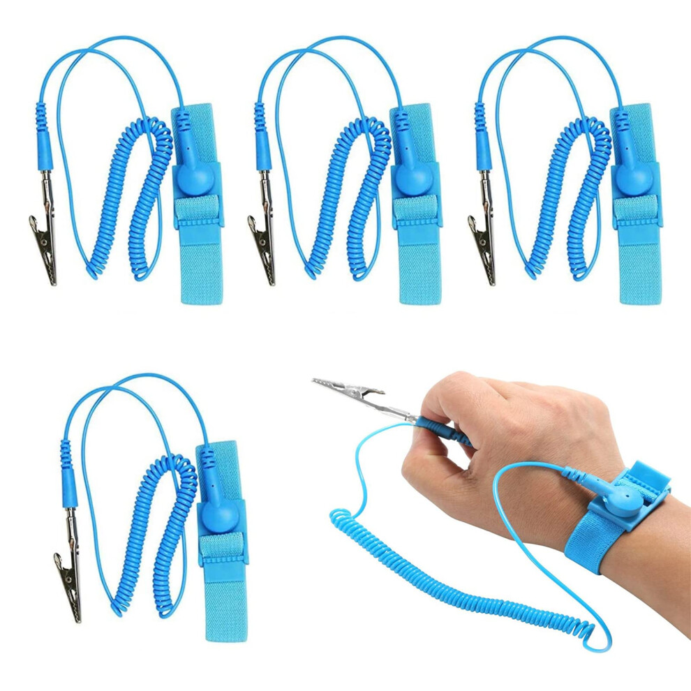 Antistatic Bracelets, Antistatic Wristband With Ground Cable Pack Of 4, Blue 6276012967219