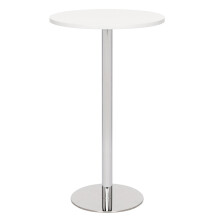 Deluxe Como Poseur Table, Round White Wood Top with Chrome Base