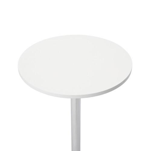 Deluxe Como Poseur Table, Round White Wood Top with Chrome Base 1