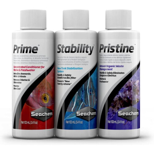 Seachem SureStart Contains 100 mL bottles of Prime, Stability, Pristine