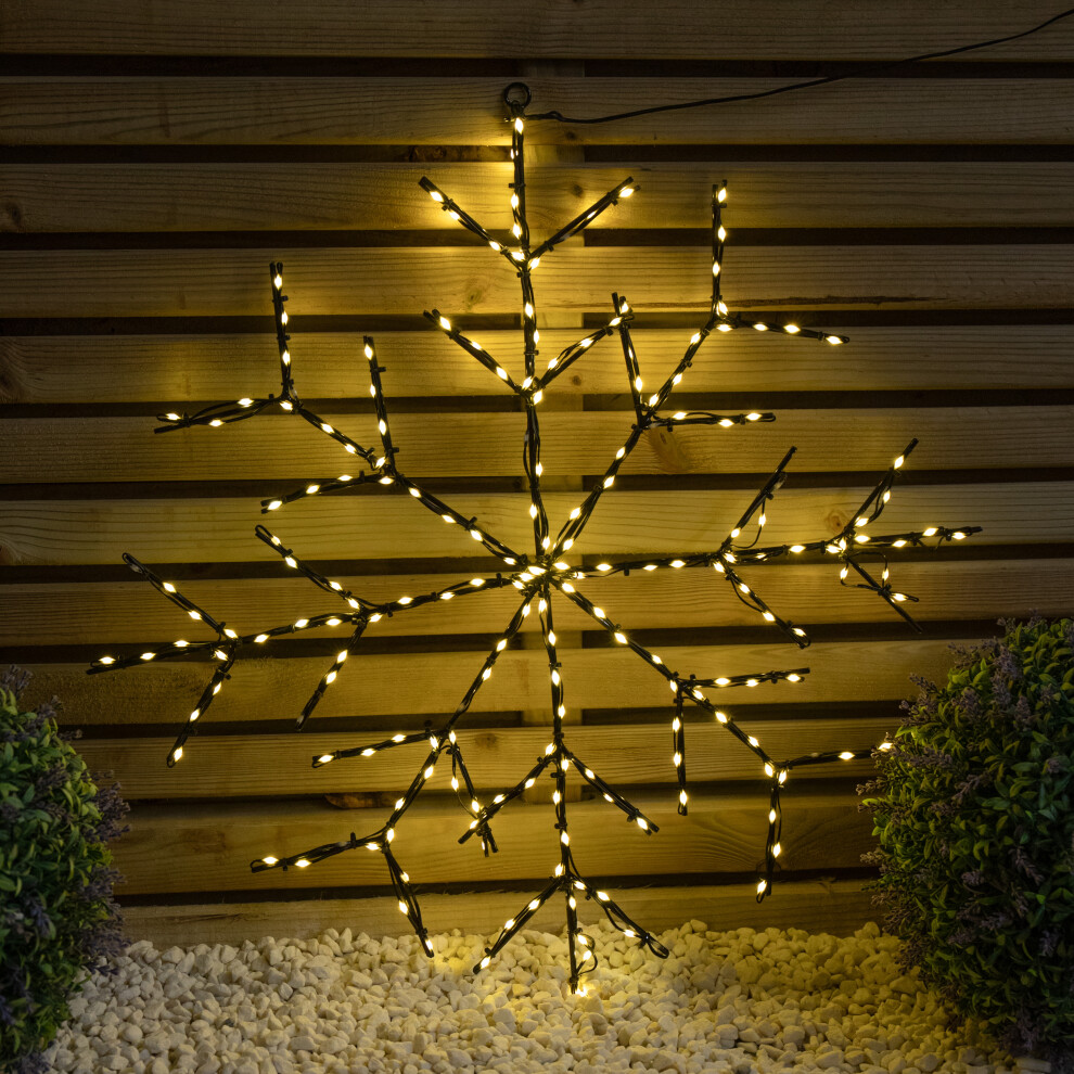 Premier 61Cm Light Up Twinkling Christmas Snowflake With 196 Warm Leds White