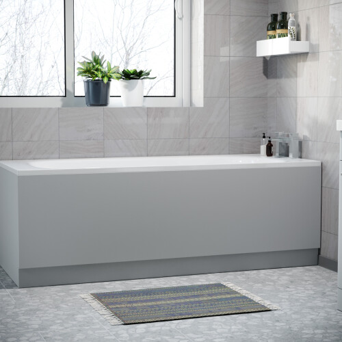 NES Home Nes Home Matt Grey 1700mm Water Proof Durable PVC Front Bath Panel 15mm Thick