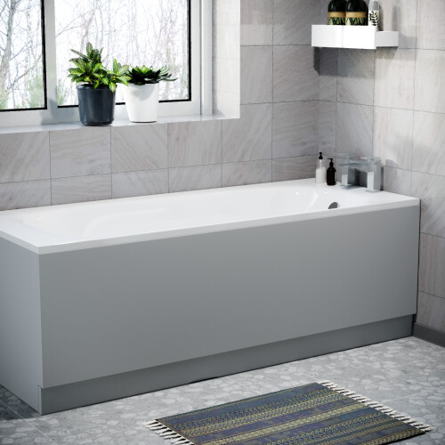 NES Home Nes Home Matt Grey 1700mm Water Proof Durable PVC Front Bath Panel 15mm Thick 1