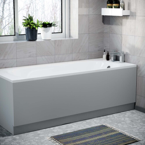 NES Home Nes Home Matt Grey 1800mm Water Proof Durable PVC Front Bath Panel 15mm Thick 1