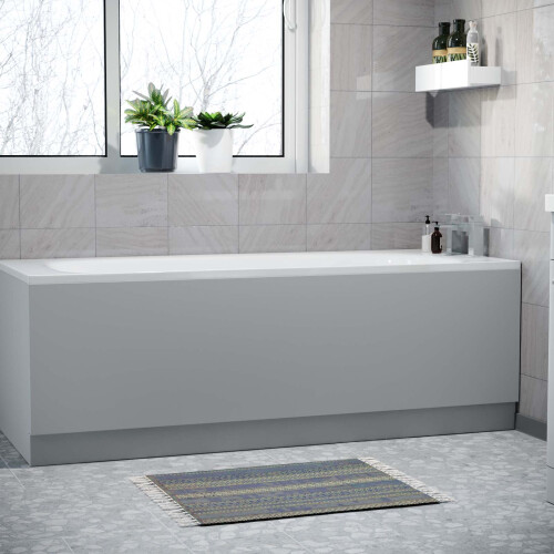 NES Home Nes Home Matt Grey 1800mm Water Proof Durable PVC Front Bath Panel 15mm Thick