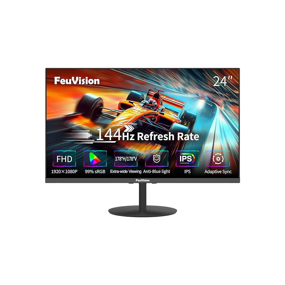 Feuvision 24Inch Computer Monitor, Fhd 1080P, 144Hz, Ips, Office And Gaming Monitor, 4Ms Response Time, 3-Sided Frameless, Ultra Slim 123456987289