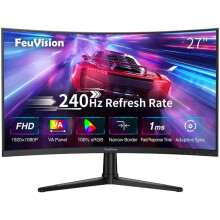 FeuVision 27 inch Curved Gaming Monitor 240Hz, FHD 1080p, VA Panel, 0.5ms Response Time, Adaptive sync, PC Computer Monitor, 3-Sided Frameless
