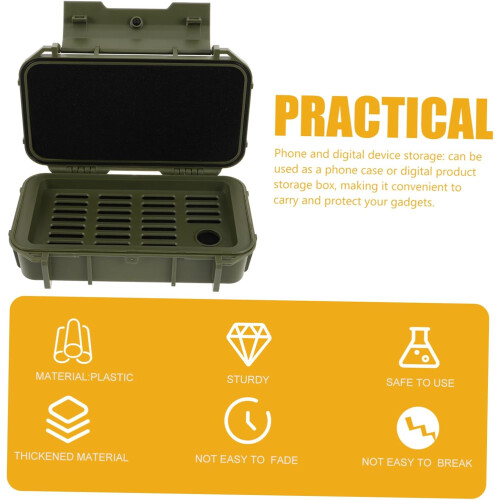 waterproof box survival storage case small waterproof housing waterproof container small protective cover olive green plastic 1