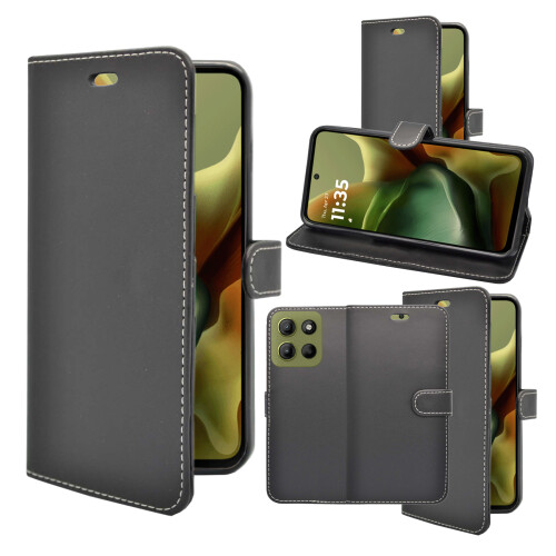(Black) For Motorola G56 Case Wallet Flip PU Leather Cover 2