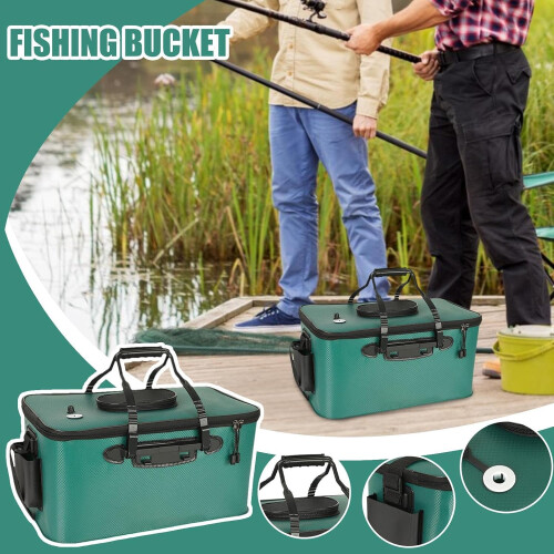 Foldable Fish Bag, LeakProof Water Storage with Strap, Green 1