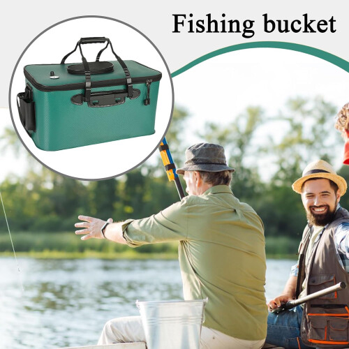 Foldable Fish Bag, LeakProof Water Storage with Strap, Green 2