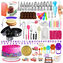RFAQK 700PCs Cake Decorating Kit with Baking Supplies- Cake Turntable for Decorating with Baking Pans Leveler 24 Numbered Piping Tips 2 Spatulas F