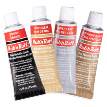 AMACO Rub n Buff Vax Metallisk Finish 4 Färger - Antik Guld Silverblad Guldblad Ebenholtz 15ml Tuber