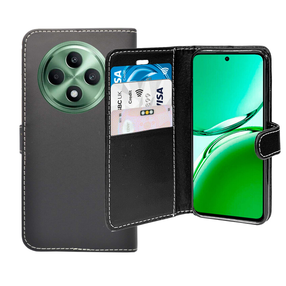 ( ) For Oppo Reno 12 Fs Case Wallet Flip Pu Leather Cover Black 3478268232094