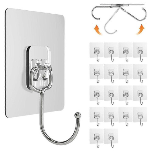 Large Adhesive Hook, Wall Hook, Strong Removable Adhesive Hook, Suitable for Bathroom, Kitchen and Office(20pcs) 1