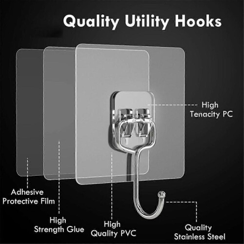 Large Adhesive Hook, Wall Hook, Strong Removable Adhesive Hook, Suitable for Bathroom, Kitchen and Office(20pcs) 2